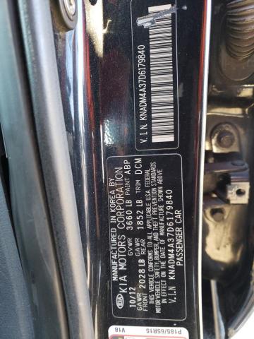 KNADM4A37D6179840 - 2013 KIA RIO LX BLACK photo 12