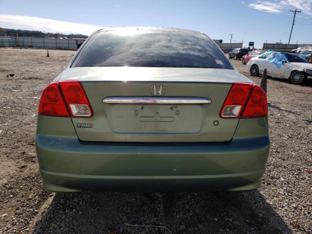 1HGES165X3L006207 - 2003 HONDA CIVIC LX TEAL photo 6