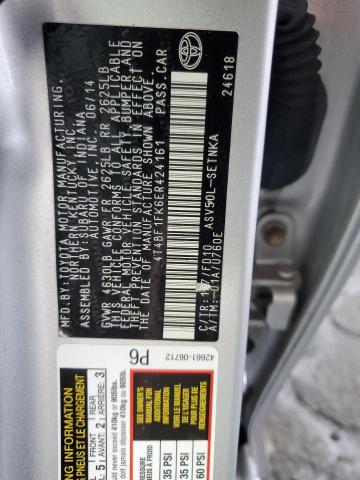 4T4BF1FK6ER424161 - 2014 TOYOTA CAMRY L SILVER photo 12