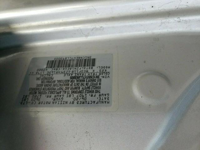 3N1CN8EV7LL893005 - 2020 NISSAN VERSA SV SILVER photo 12