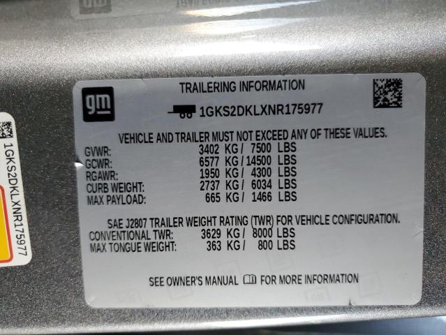 1GKS2DKLXNR175977 - 2022 GMC YUKON DENALI GRAY photo 13