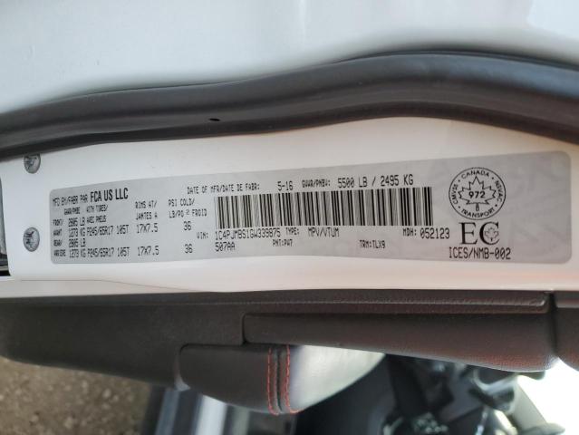 1C4PJMBS1GW339875 - 2016 JEEP CHEROKEE TRAILHAWK WHITE photo 13