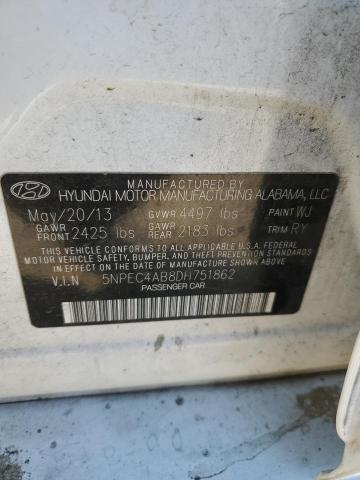 5NPEC4AB8DH751862 - 2013 HYUNDAI SONATA SE WHITE photo 12