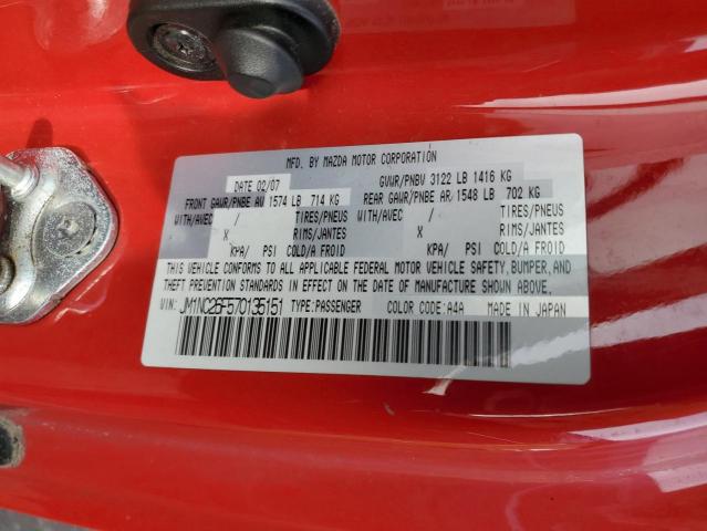 JM1NC26F570135151 - 2007 MAZDA MX-5 MIATA RED photo 12