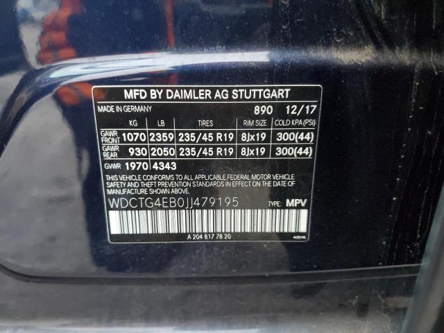 WDCTG4EB0JJ479195 - 2018 MERCEDES-BENZ GLA 250 BLUE photo 13