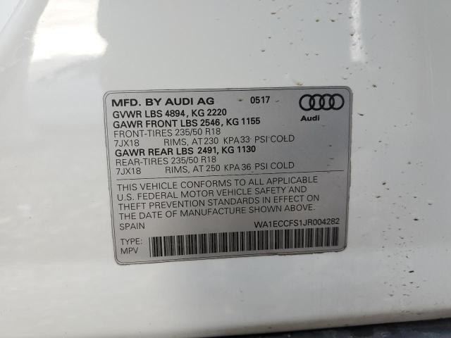 WA1ECCFS1JR004282 - 2018 AUDI Q3 PREMIUM WHITE photo 13