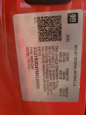 1G1YB2D47M5120059 - 2021 CHEVROLET CORVETTE STINGRAY 2LT RED photo 13