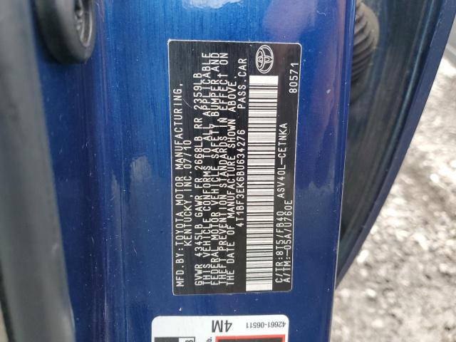 4T1BF3EK6BU634276 - 2011 TOYOTA CAMRY BASE BLUE photo 12