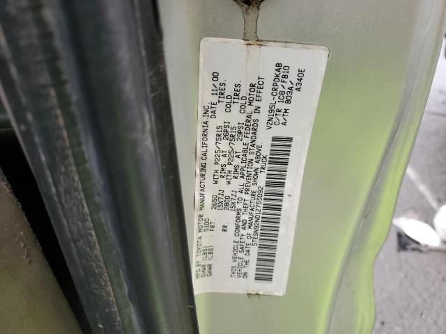 5TESN92N01Z755092 - 2001 TOYOTA TACOMA XTRACAB PRERUNNER 银色 照片 12