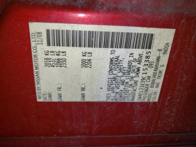 1N4CL21E39C153385 - 2009 NISSAN ALTIMA HYBRID RED photo 12