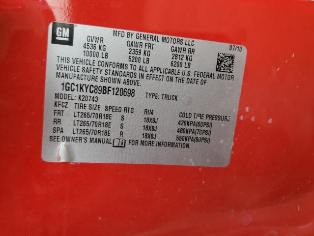 1GC1KYC89BF120698 - 2011 CHEVROLET SILVERADO K2500 HEAVY DUTY LTZ RED photo 12