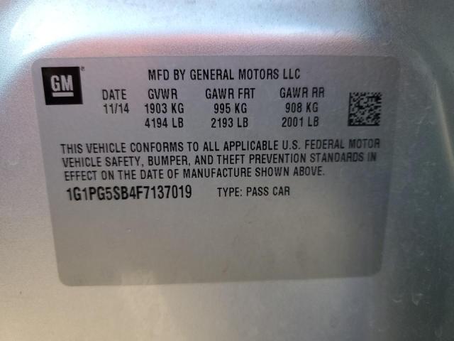 1G1PG5SB4F7137019 - 2015 CHEVROLET CRUZE LTZ SILVER photo 13