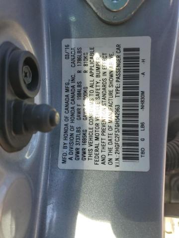 2HGFC2F57GH542963 - 2016 HONDA CIVIC LX SILVER photo 13