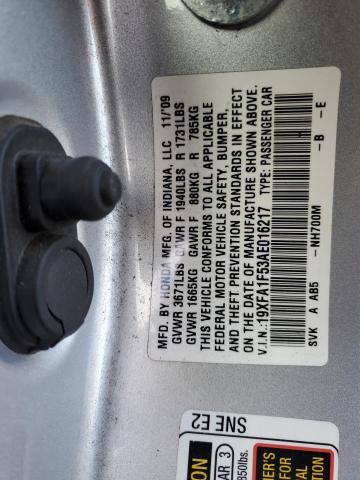 19XFA1F53AE016217 - 2010 HONDA CIVIC LX SILVER photo 12