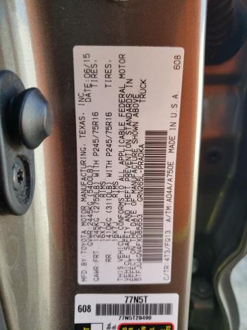 5TFJU4GN4FX085653 - 2015 TOYOTA TACOMA DOUBLE CAB PRERUNNER TAN photo 12