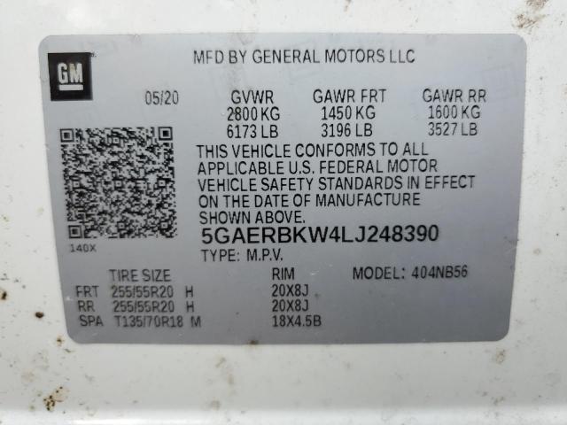 5GAERBKW4LJ248390 - 2020 BUICK ENCLAVE ESSENCE თეთრი ფოტო 13