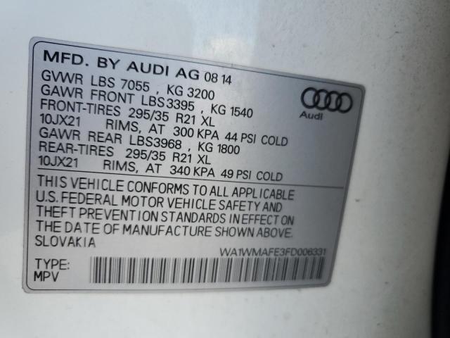 WA1WMAFE3FD006331 - 2015 AUDI Q7 TDI PRESTIGE WHITE photo 13
