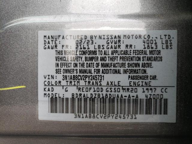 3N1AB8CV2PY245731 - 2023 NISSAN SENTRA SV GRAY photo 12