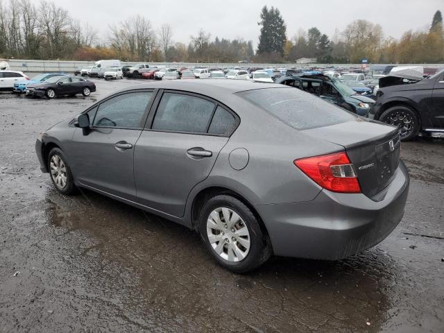 2HGFB2F51CH602796 - 2012 HONDA CIVIC LX GRAY photo 2