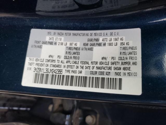 3MZBN1L39JM242366 - 2018 MAZDA 3 TOURING BLUE photo 12