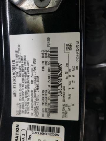 3LN6L2G98FR620097 - 2015 LINCOLN MKZ BLACK photo 12