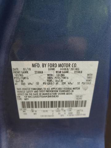 1FMCU0D75AKB65830 - 2010 FORD ESCAPE XLT BLUE photo 12