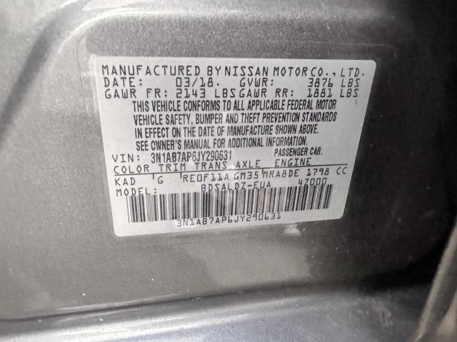 3N1AB7AP6JY290631 - 2018 NISSAN SENTRA S GRAY photo 10