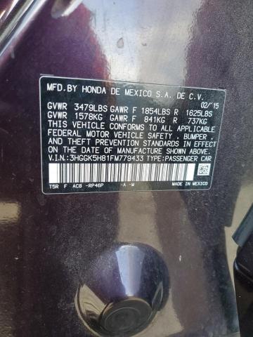 3HGGK5H81FM779433 - 2015 HONDA FIT EX PURPLE photo 12