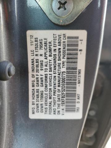 19XFB2F52DE000775 - 2013 HONDA CIVIC LX GRAY photo 13