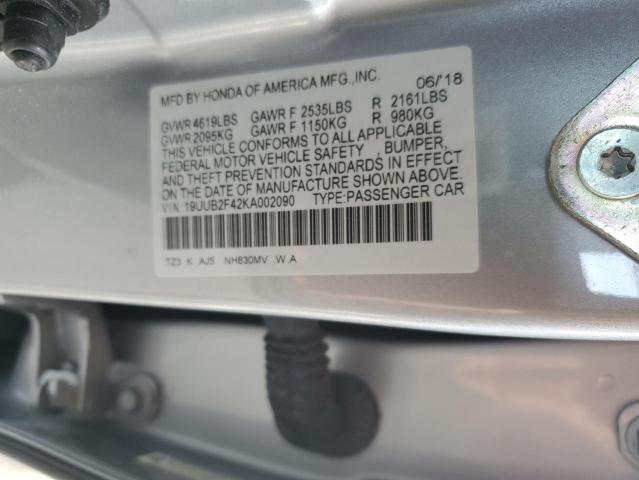19UUB2F42KA002090 - 2019 ACURA TLX TECHNOLOGY 银色 照片 12