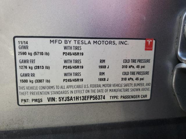 5YJSA1H13EFP56374 - 2014 TESLA MODEL S ვერცხლისფერი ფოტო 13