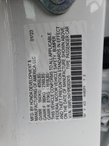 19XFL1H71PE002415 - 2023 HONDA CIVIC EXL Ağ foto 12