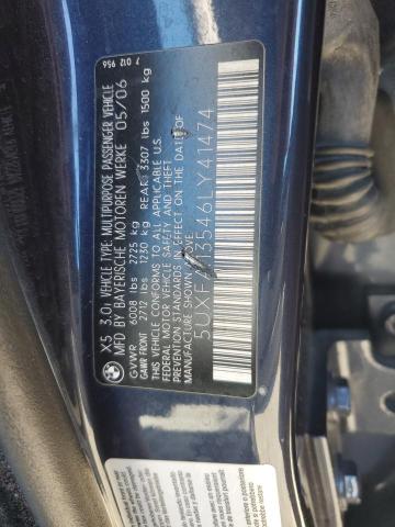 5UXFA13546LY41474 - 2006 BMW X5 3.0I BLUE photo 12