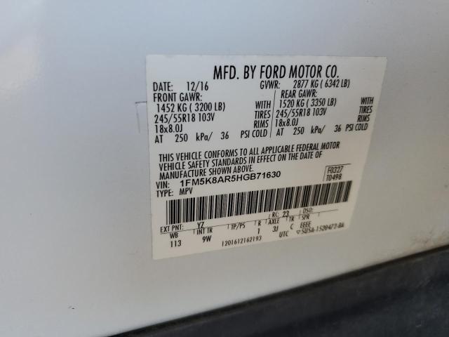 1FM5K8AR5HGB71630 - 2017 FORD EXPLORER POLICE INTERCEPTOR 白色 照片 14