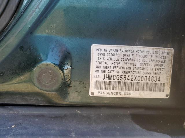 JHMCG5642XC004834 - 1999 HONDA ACCORD LX GREEN photo 14