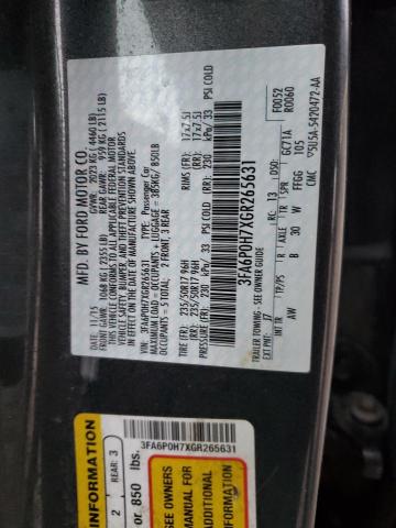 3FA6P0H7XGR265631 - 2016 FORD FUSION SE GRAY photo 13