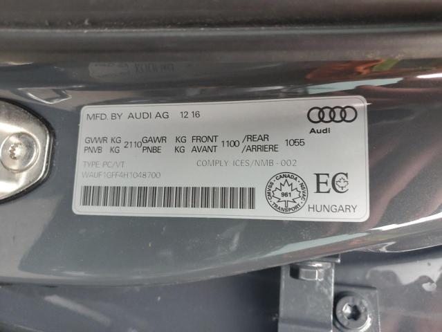 WAUF1GFF4H1048700 - 2017 AUDI S3 PRESTIGE GRAY photo 13