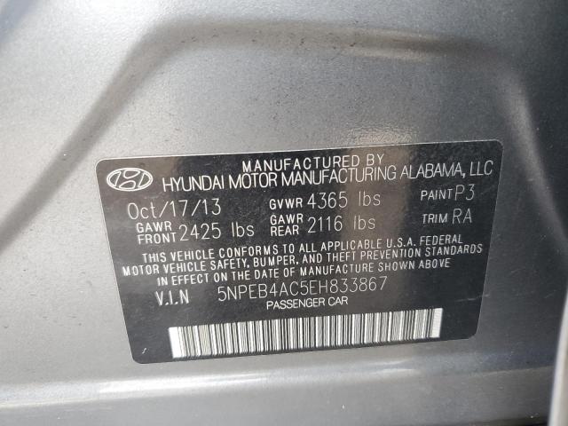 5NPEB4AC5EH833867 - 2014 HYUNDAI SONATA GLS GRAY photo 12