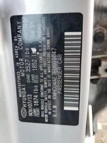 KMHCU4AE7EU601047 - 2014 HYUNDAI ACCENT GLS SILVER photo 13