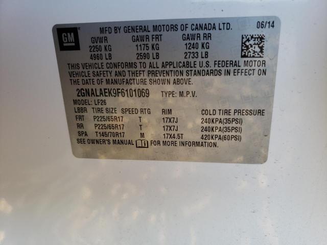 2GNALAEK9F6101069 - 2015 CHEVROLET EQUINOX LS WHITE photo 13