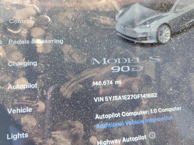 5YJSA1E27GF141682 - 2016 TESLA MODEL S GRAY photo 9