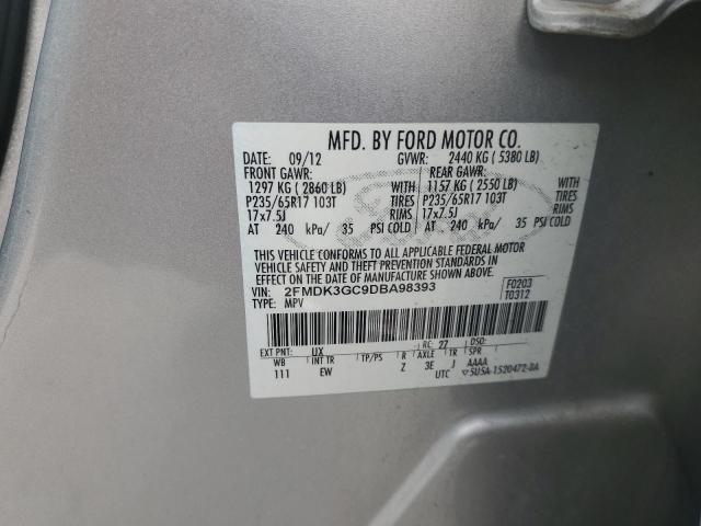 2FMDK3GC9DBA98393 - 2013 FORD EDGE SE SILVER photo 13