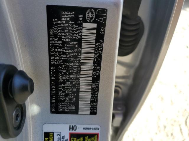 2T1BURHE4GC504469 - 2016 TOYOTA COROLLA L 银色 照片 12