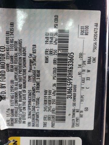 3LN6L5F93HR633605 - 2017 LINCOLN MKZ RESERVE ლურჯი ფოტო 13