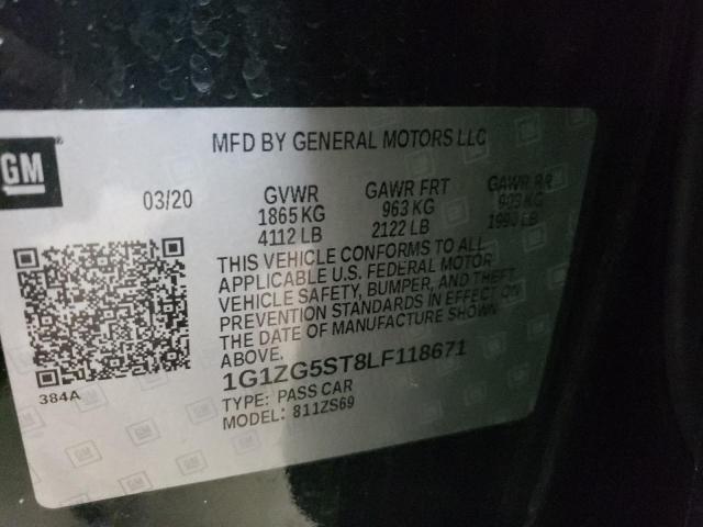 1G1ZG5ST8LF118671 - 2020 CHEVROLET MALIBU RS 黑色 照片 12