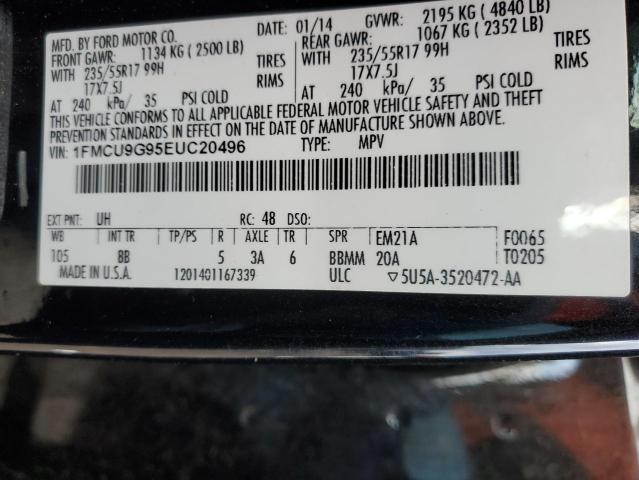 1FMCU9G95EUC20496 - 2014 FORD ESCAPE SE BLACK photo 13