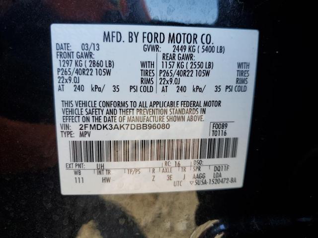 2FMDK3AK7DBB96080 - 2013 FORD EDGE SPORT BLACK photo 13