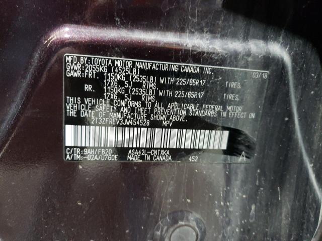 2T3ZFREV3JW454528 - 2018 TOYOTA RAV4 LE იასამნისფერი ფოტო 13