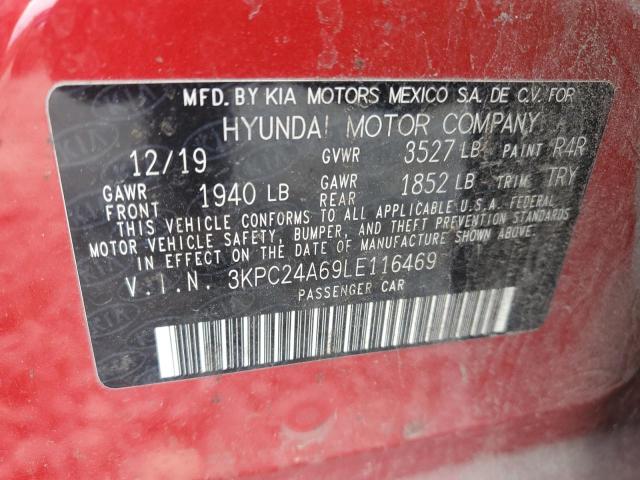 3KPC24A69LE116469 - 2020 HYUNDAI ACCENT SE RED photo 13