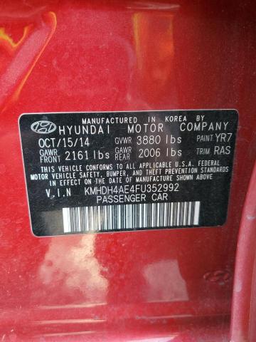 KMHDH4AE4FU352992 - 2015 HYUNDAI ELANTRA SE BURGUNDY photo 12